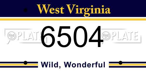 6504 West Virginia License Plate