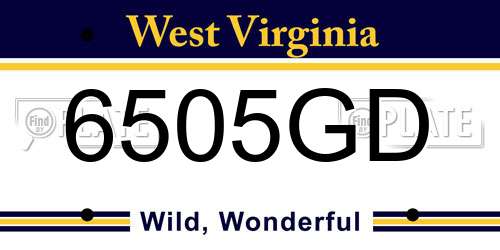 6505GD West Virginia License Plate