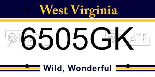 6505GK West Virginia License Plate