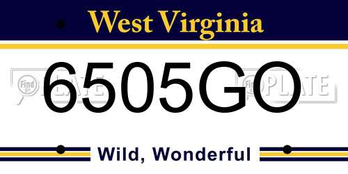 6505GO West Virginia License Plate