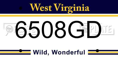 6508GD West Virginia License Plate