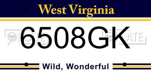 6508GK West Virginia License Plate