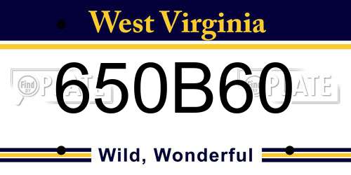 650B60 West Virginia License Plate