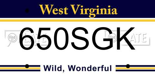 650SGK West Virginia License Plate