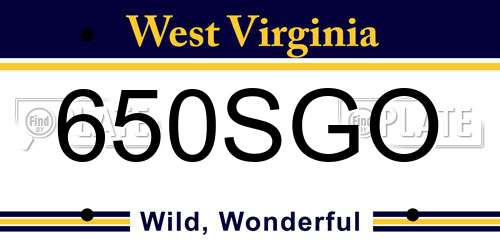 650SGO West Virginia License Plate
