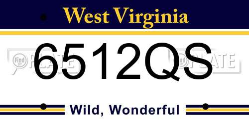 6512QS West Virginia License Plate