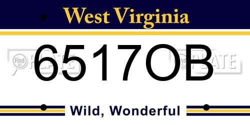 6517OB West Virginia License Plate