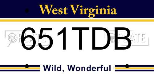 651TDB West Virginia License Plate