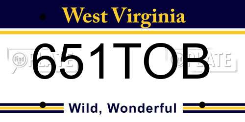 651TOB West Virginia License Plate