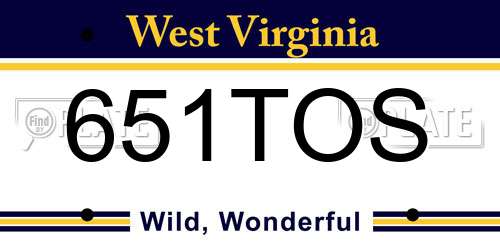 651TOS West Virginia License Plate