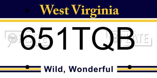651TQB West Virginia License Plate
