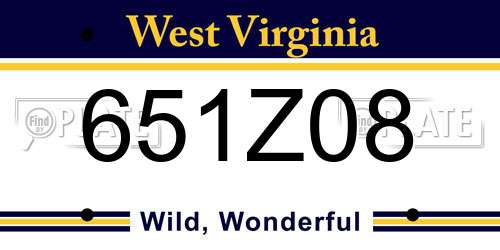 651Z08 West Virginia License Plate