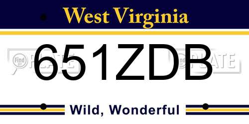 651ZDB West Virginia License Plate