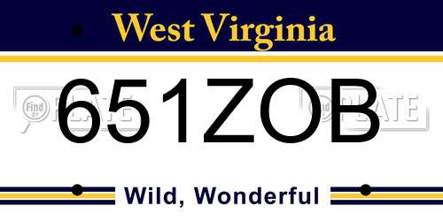 651ZOB West Virginia License Plate
