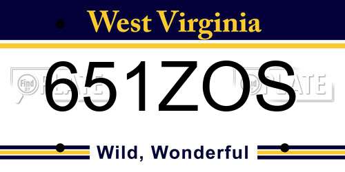 651ZOS West Virginia License Plate