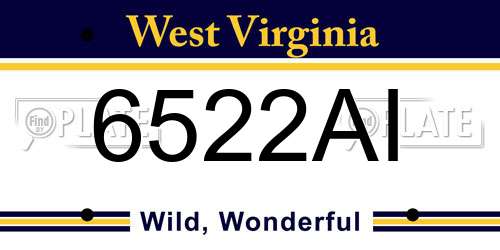 6522AI West Virginia License Plate