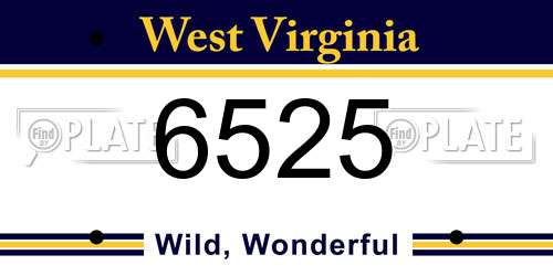 6525 West Virginia License Plate
