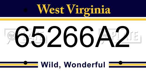 65266A2 West Virginia License Plate