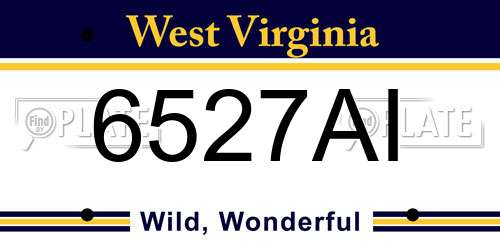 6527AI West Virginia License Plate