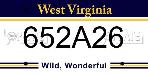 652A26 West Virginia License Plate