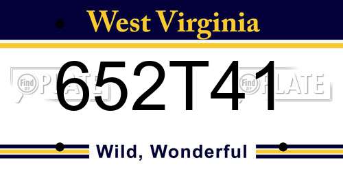 652T41 West Virginia License Plate