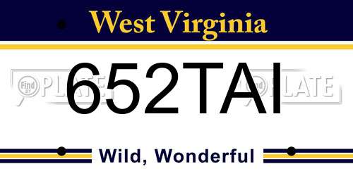 652TAI West Virginia License Plate