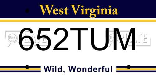 652TUM West Virginia License Plate
