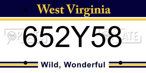 652Y58 West Virginia License Plate