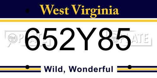 652Y85 West Virginia License Plate