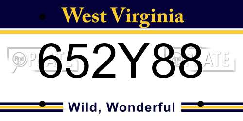 652Y88 West Virginia License Plate