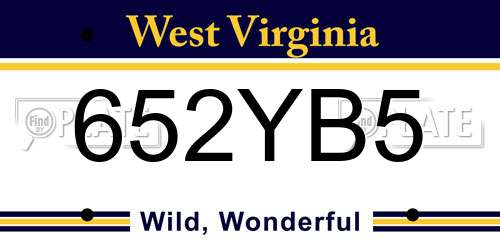 652YB5 West Virginia License Plate
