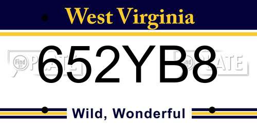 652YB8 West Virginia License Plate