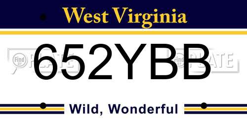 652YBB West Virginia License Plate