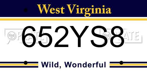 652YS8 West Virginia License Plate