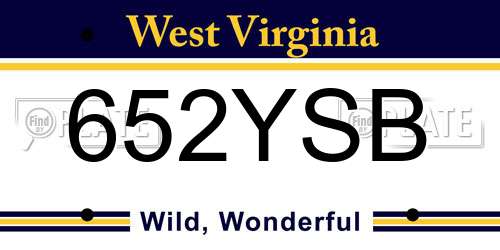 652YSB West Virginia License Plate