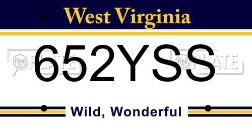 652YSS West Virginia License Plate