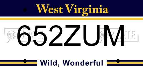 652ZUM West Virginia License Plate