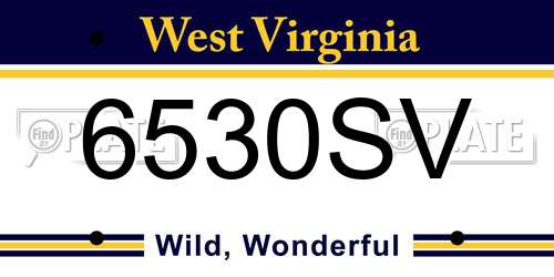 6530SV West Virginia License Plate