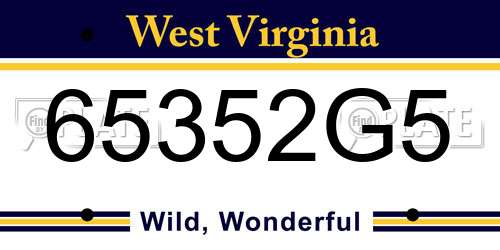 65352G5 West Virginia License Plate