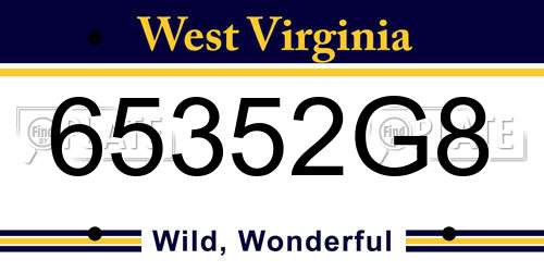 65352G8 West Virginia License Plate