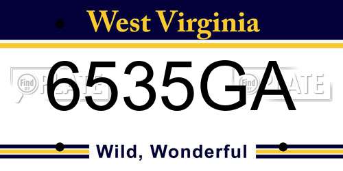 6535GA West Virginia License Plate