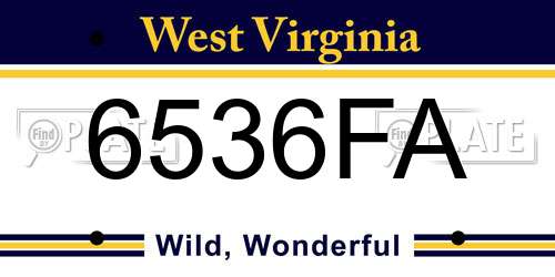 6536FA West Virginia License Plate