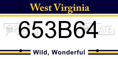 653B64 West Virginia License Plate