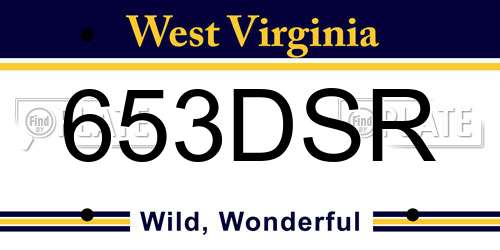 653DSR West Virginia License Plate