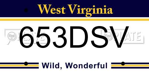 653DSV West Virginia License Plate