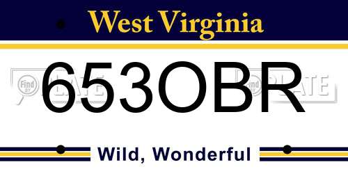 653OBR West Virginia License Plate