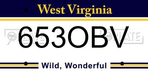 653OBV West Virginia License Plate