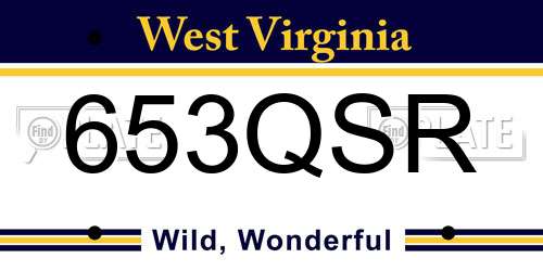 653QSR West Virginia License Plate
