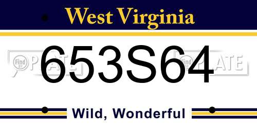 653S64 West Virginia License Plate