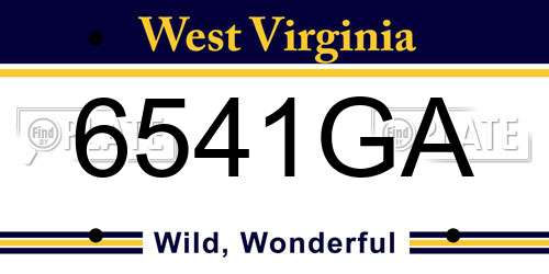 6541GA West Virginia License Plate